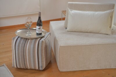 H.O.C.K. Mary Bean Cube Pouf 40x40x40cm Streifen braun...