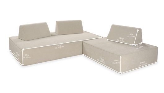 H.O.C.K. Keil Rückenlehne für Sofa INDOOR Mitch ca. 70 x 37/35cm schräg Lotte creme col. 902