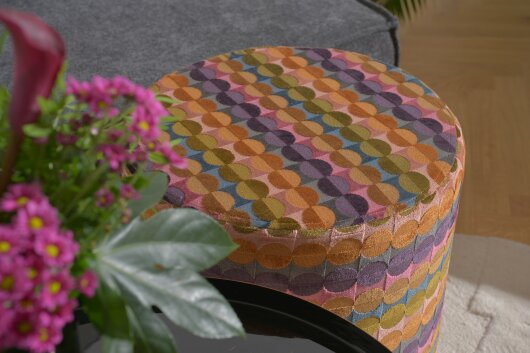 H.O.C.K. Glam Hocker Pouf Ø45x45cm dots pink terra bunt