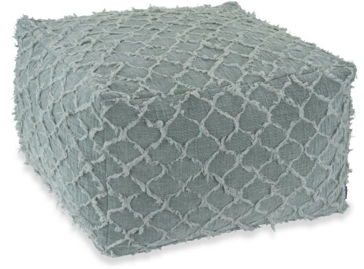 H.O.C.K. Nuvole Bean Cube Hocker Pouf 55x55x35cm salbei lindgrün sage col. 802 mit Fransen