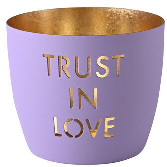 GIFTY  Madras Windlicht TRUST IN LOVE lila - flieder / gold ca. 10x8,5cm