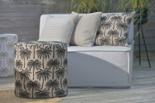 H.O.C.K. Vamosa Palms Outdoor Wendekissen 45x45cm schwarz Palmen