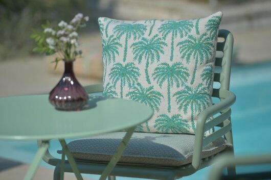 H.O.C.K. Vamosa Palms Outdoor Wendekissen 45x45cm aqua türkis-green Palmen