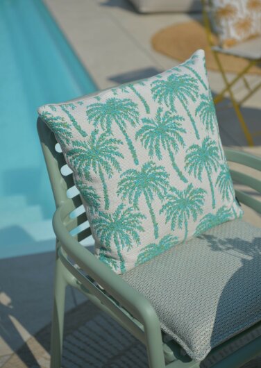 H.O.C.K. Vamosa Palms Outdoor Wendekissen 45x45cm aqua türkis-green Palmen