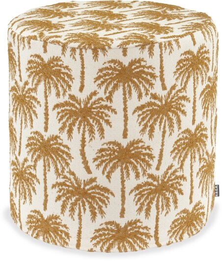 H.O.C.K. Vamosa Palms Outdoor Hocker Pouf ø40x45cm rund maisgelb Palmen