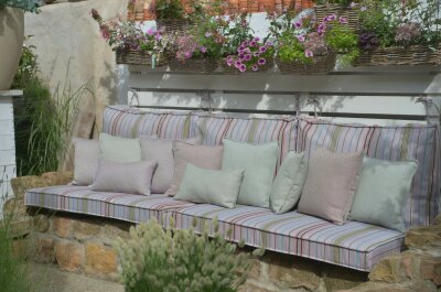 H.O.C.K. Linocea Outdoor Kissen 45x45cm lila mit Biese...