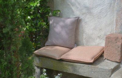 H.O.C.K. Linocea Outdoor Kissen 45x45cm orange mit Biese...