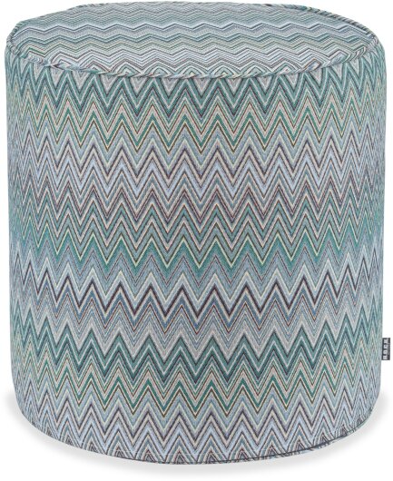 H.O.C.K. Pablo Outdoor Hocker Pouf rund mit Keder ø45x45cm col. 2 blue multi Zick-Zack sun boho