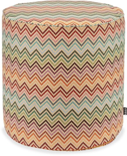 H.O.C.K. Maribel Outdoor Hocker Pouf rund mit Keder ø45x45cm col. 1 multi Zick-Zack sun boho