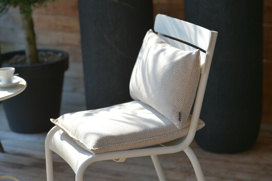 H.O.C.K. Brian Outdoor Sitzkissen 40x40x6cm taupe beige weiß mit Biese kleingemustert