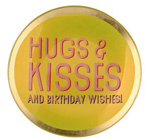 GIFTY Glasteller rund S / Hugs & Kisses and Birthday Wishes gelb ca. 10x0,8x10cm