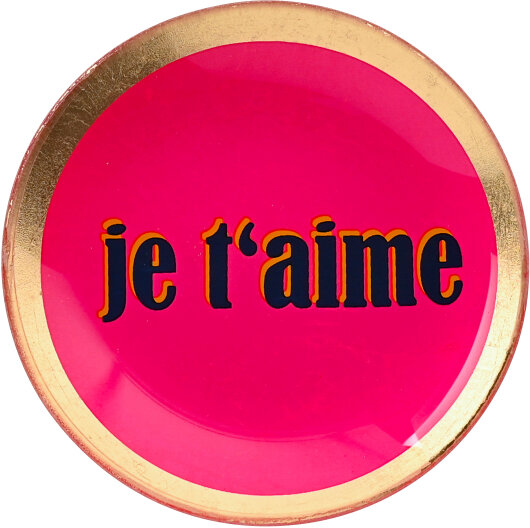 GIFTY Glasteller rund S / Je t`aime neon pink ca. 10x0,8x10cm