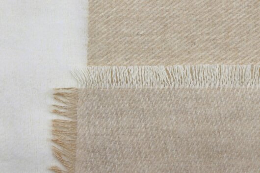 BIEDERLACK Decke Plaid Tagesdecke "Sand Stripe" Beige gestreift mit Fransen 130x170cm