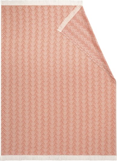 BIEDERLACK  Fransenplaid Sommerdecke "Cameo" coral  orange 130x180cm