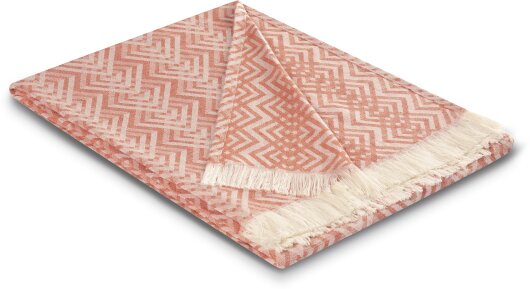 BIEDERLACK  Fransenplaid Sommerdecke "Cameo" coral  orange 130x180cm