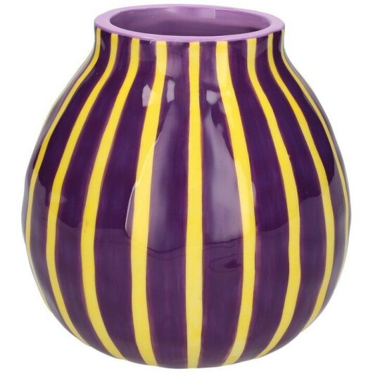 GIFTY Vase Blumenvase gestreift violett gelb ca. 13x7cm