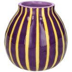 GIFTY Vase Blumenvase gestreift violett gelb ca. 13x7cm