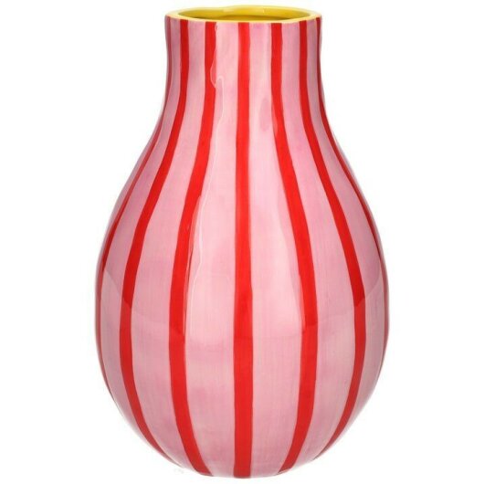 GIFTY Vase Blumenvase gestreift rosa rot ca. 23x4cm