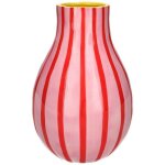 GIFTY Vase Blumenvase gestreift rosa rot ca. 23x4cm