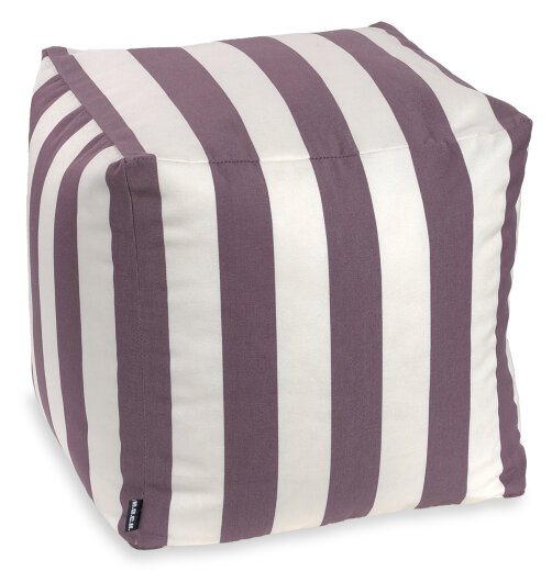 H.O.C.K. Classic Streifen Outdoor Bean Cube Pouf 40x40x40cm brombeer