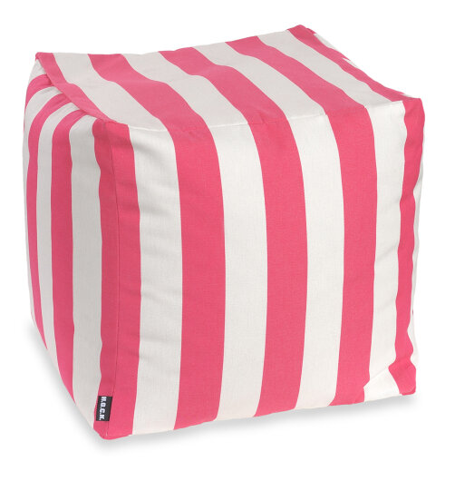 H.O.C.K. Classic Streifen Outdoor Bean Cube Pouf 40x40x40cm pink