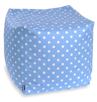 H.O.C.K. Punkte Pouf Bean Cube 40x40x40cm gepunktet hellblau