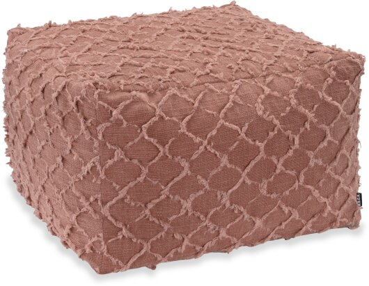 H.O.C.K. Nuvole Bean Cube Hocker Pouf 55x55x35cm salmon mit Fransen