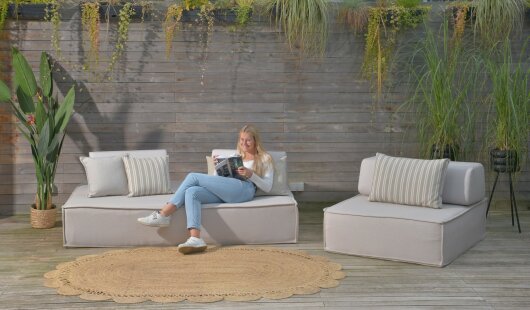 H.O.C.K. Sofa Mitch SMALL OUTDOOR ca. 100x120x35cm beige col. 1712