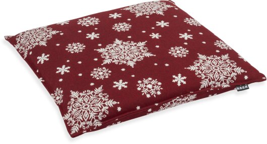 H.O.C.K. Snow Flakes Stuhlkissen mit Biese 45x45x6cm dunkelrot C02 Schneeflöckchen