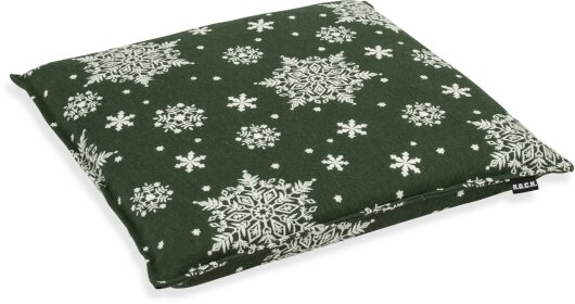 H.O.C.K. Snow Flakes Stuhlkissen mit Biese 45x45x6cm tannengrün C04 Schneeflöckchen