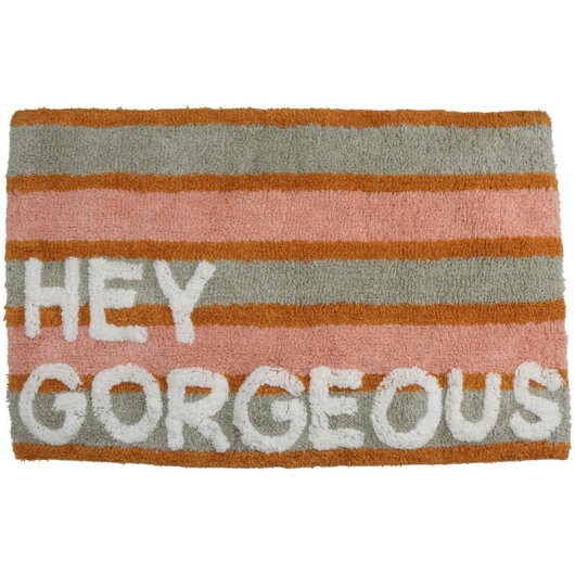 KRST Badematte " Hey Gorgeous" multi Streifen ca. 50x80x2cm rosa grau orange gestreift