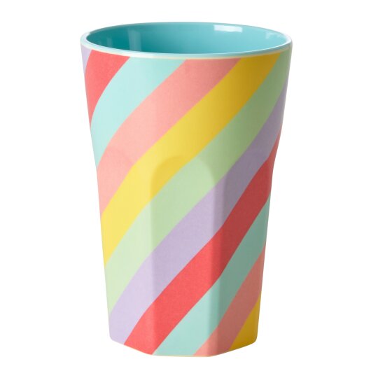 RICE Melamine Cup Tasse großer Becher Multi Streifen bunt summer