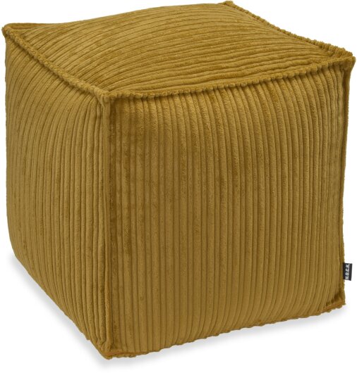 H.O.C.K. Precious Cord Bean Cube Hocker eckig Pouf 40x40x40cm mit Biese Cordsamt maiz gelb col. 028