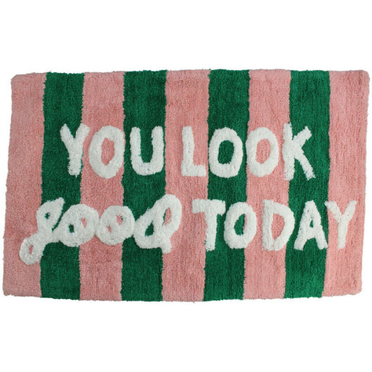 KRST Badematte"You look good today" Streifen ca. 50x80x2cm rosa grün gestreift