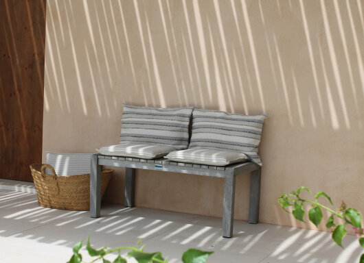 H.O.C.K. Nova Outdoor + Indoor Sitzkissen 40x40x6cm mit Biese col. 2 beige taupe schmale Streifen in&out