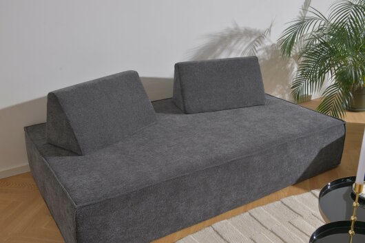 H.O.C.K. Sofa Mitch BIG Indoor ca. 200x120x35cm Lotte dunkelgrau anthrazit col. 802