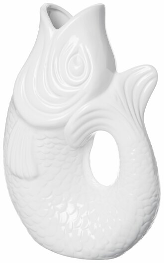 GIFTY Vase / Karaffe L Fisch weiß 2,7 Liter / ca. 21x31x12cm