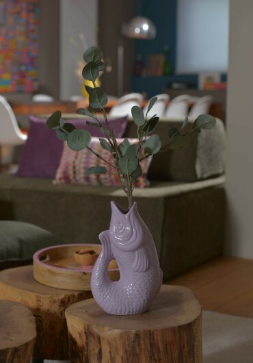 GIFTY Vase / Karaffe S Fisch lavender 1,2 Liter / ca. 16,5x25,2x9,7cm