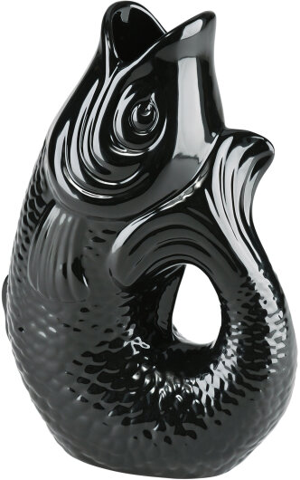 GIFTY Vase / Karaffe S Fisch schwarz 1,2 Liter / ca. 16,5x25,2x9,7cm