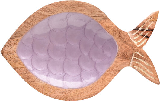 GIFTY Tablett aus Mangoholz Fischform flieder ca. 20x2x12,7cm klein