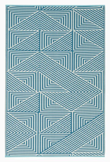 H.O.C.K. Outdoor Teppich Tokyo Türkis geometrisch 150x240cm