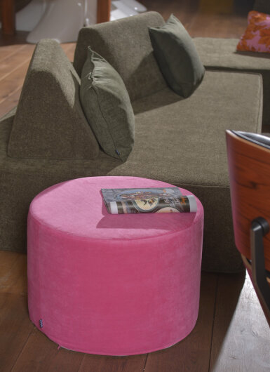 H.O.C.K. Versatil Hocker rund Pouf ø60x40cm Uni pink col. 28