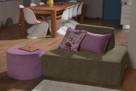 H.O.C.K. Versatil Hocker rund Pouf ø60x40cm Uni mauve lila col. 23